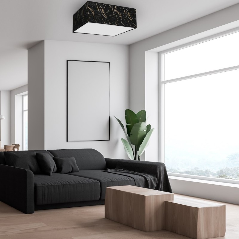 Lámpara de techo SENSO Negro/Oro cuadrada 3xE27