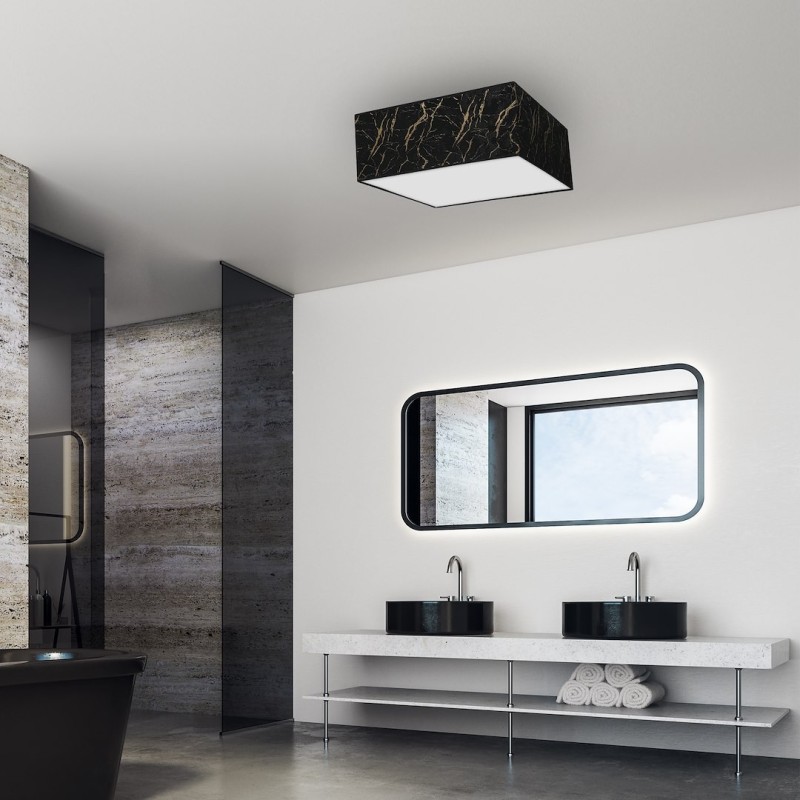 Deckenleuchte SENSO Schwarz/Gold quadratisch 3xE27