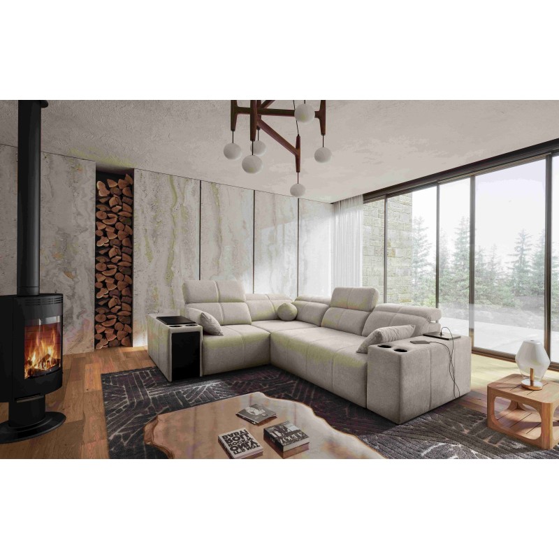 Milano II corner sofa with sleeping function – Woven, Verita 09 Verita 09