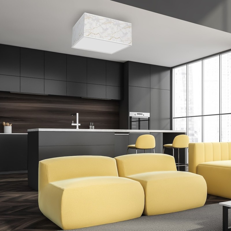 Lampa sufitowa Senso kwadrat 3xE27 Biały/Złoty