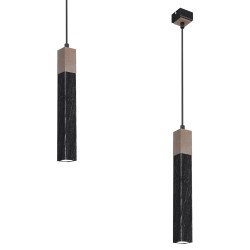 SOLO SAWN BLACK / PATINATED WOOD Pendant Lamp 1x mini GU10