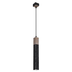 Lampa wisząca SOLO SAWN BLACK / PATINATED WOOD 1x mini GU10