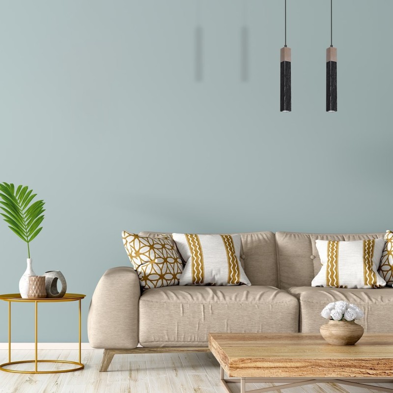 SOLO SAWN BLACK / PATINATED WOOD Pendant Lamp 1x mini GU10