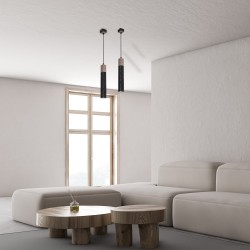 Підвісна лампа SOLO SAWN BLACK / PATINATED WOOD 1x mini GU10