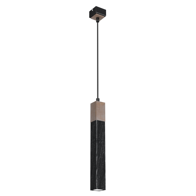 Lampa wisząca SOLO SAWN BLACK / PATINATED WOOD 1x mini GU10
