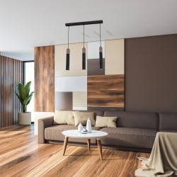 SOLO SAWN BLACK / PATINATED WOOD Pendant Lamp 3x mini GU10