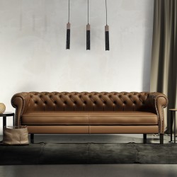 Lámpara colgante SOLO SAWN BLACK / MADERA PATINADA 3x mini GU10