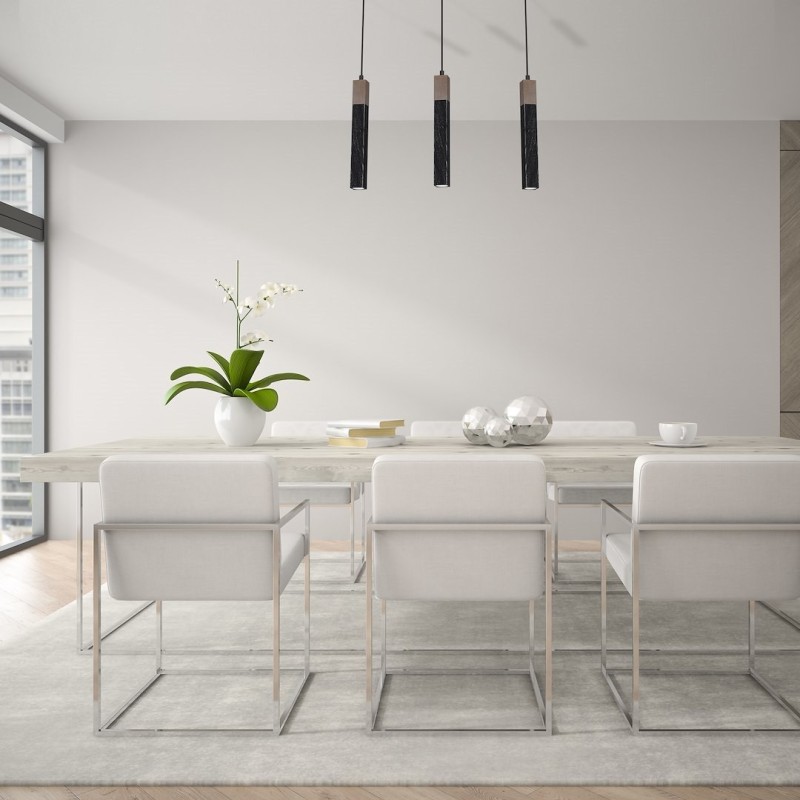 Lámpara colgante SOLO SAWN BLACK / MADERA PATINADA 3x mini GU10