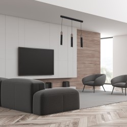 Lámpara colgante SOLO SAWN BLACK / MADERA PATINADA 3x mini GU10