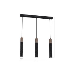 SOLO SAWN BLACK / PATINATED WOOD Pendant Lamp 3x mini GU10