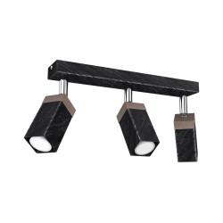 Ceiling lamp SOLO SAWN BLACK / PATINATED WOOD 3x mini GU10