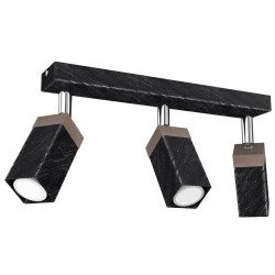Ceiling lamp SOLO SAWN BLACK / PATINATED WOOD 3x mini GU10