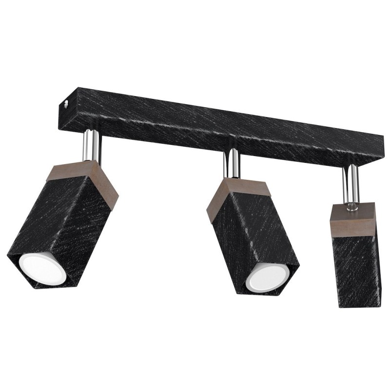 Ceiling lamp SOLO SAWN BLACK / PATINATED WOOD 3x mini GU10