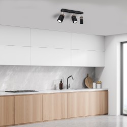 Deckenleuchte SOLO SAWN BLACK / PATINIERTES HOLZ 3x mini GU10