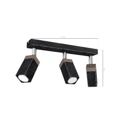 Lámpara de techo SOLO SAWN BLACK / MADERA PATINADA 3x mini GU10
