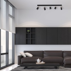 Lámpara de techo SOLO SAWN BLACK / MADERA PATINADA 5x mini GU10