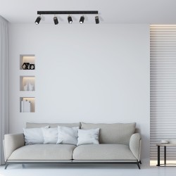 Ceiling lamp SOLO SAWN BLACK / PATINATED WOOD 5x mini GU10