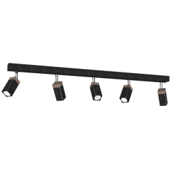 Ceiling lamp SOLO SAWN BLACK / PATINATED WOOD 5x mini GU10
