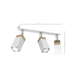 Lampa sufitowa Solo Sawn WHITE / PATINATED WOOD 3x mini GU10