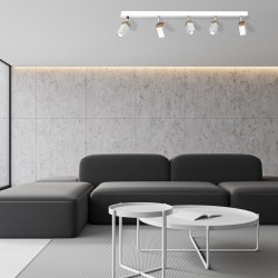 SOLO SAWN WHITE / PATINATED WOOD Ceiling Lamp 5x mini GU10