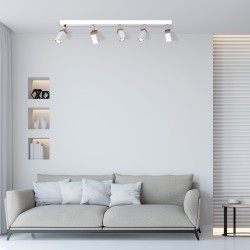 SOLO SAWN WHITE / PATINATED WOOD Ceiling Lamp 5x mini GU10