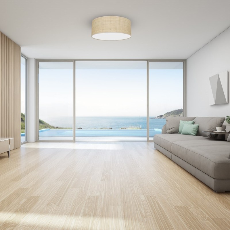 Deckenleuchte Marshall 2xE27 Ø40cm Weiß/Rattan