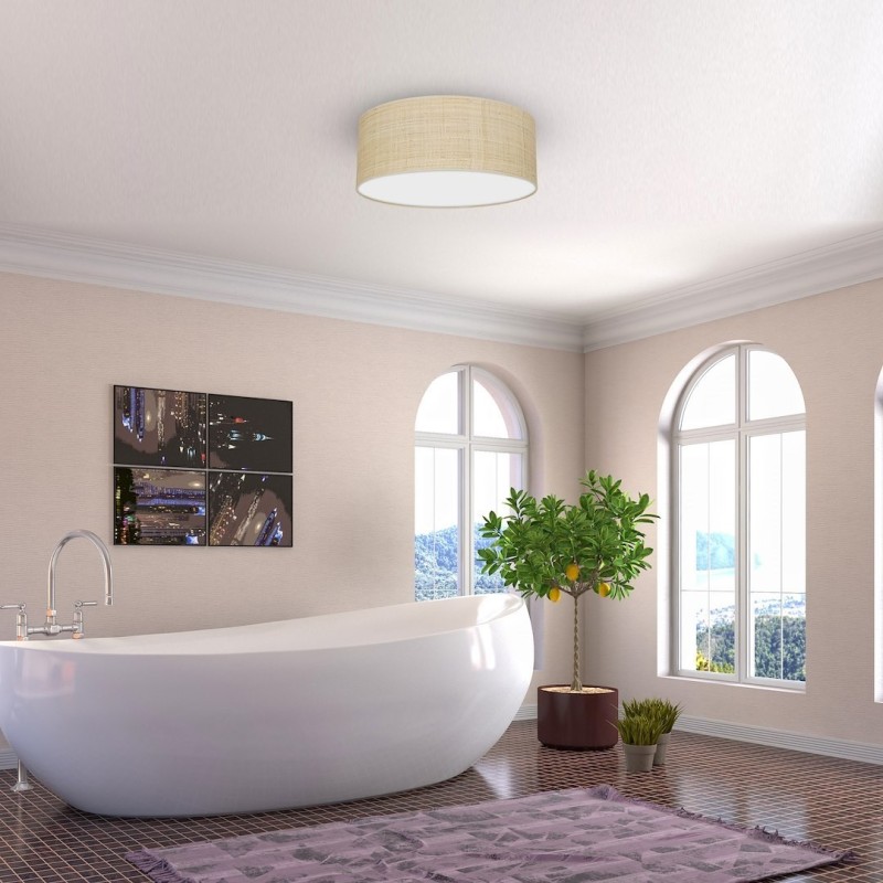 Deckenleuchte Marshall 2xE27 Ø40cm Weiß/Rattan