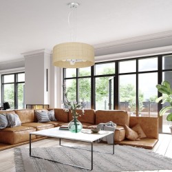 Lámpara colgante MARSHALL WHITE / RATÁN 3xE27