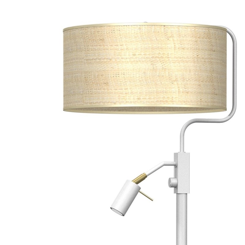 Lampa podłogowa Marshall 1xE27 + 1x mini GU10 Biały / Rattan