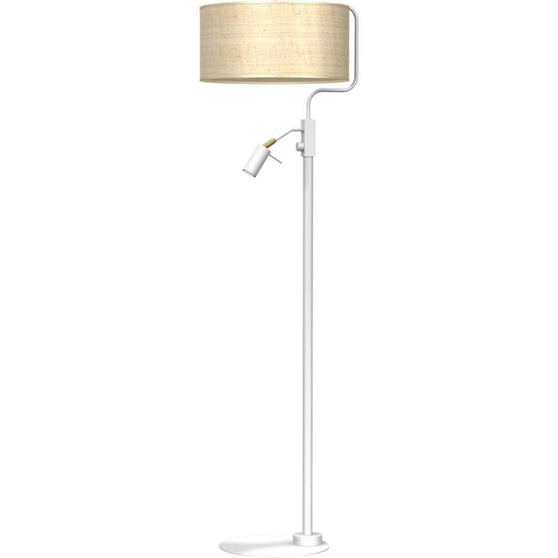 Stehlampe Marshall 1xE27 + 1x mini GU10 Weiß / Rattan