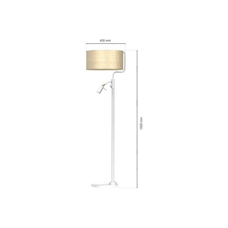 Lampa podłogowa Marshall 1xE27 + 1x mini GU10 Biały / Rattan
