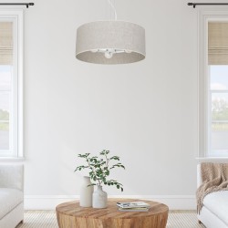 Deckenleuchte LINO WEISS / LEINEN 3xE27