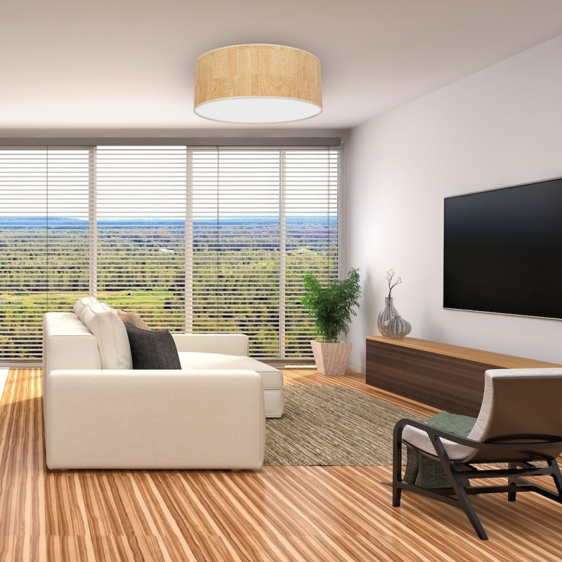 Lampa sufitowa Cork 3xE27 Ø50cm Biały / Korek