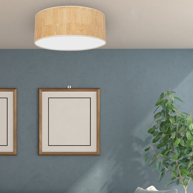 Ceiling lamp Cork 3xE27 Ø50cm White / Cork