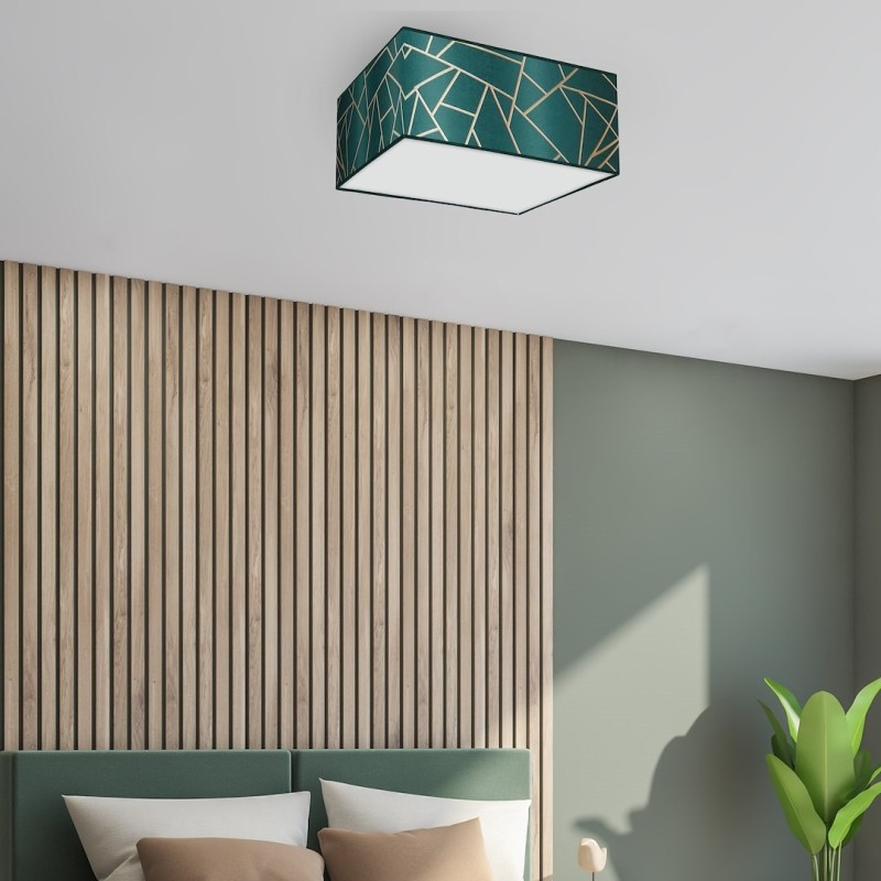 Lámpara de techo ZIGGY GREEN Oro/Verde botella 2xE27