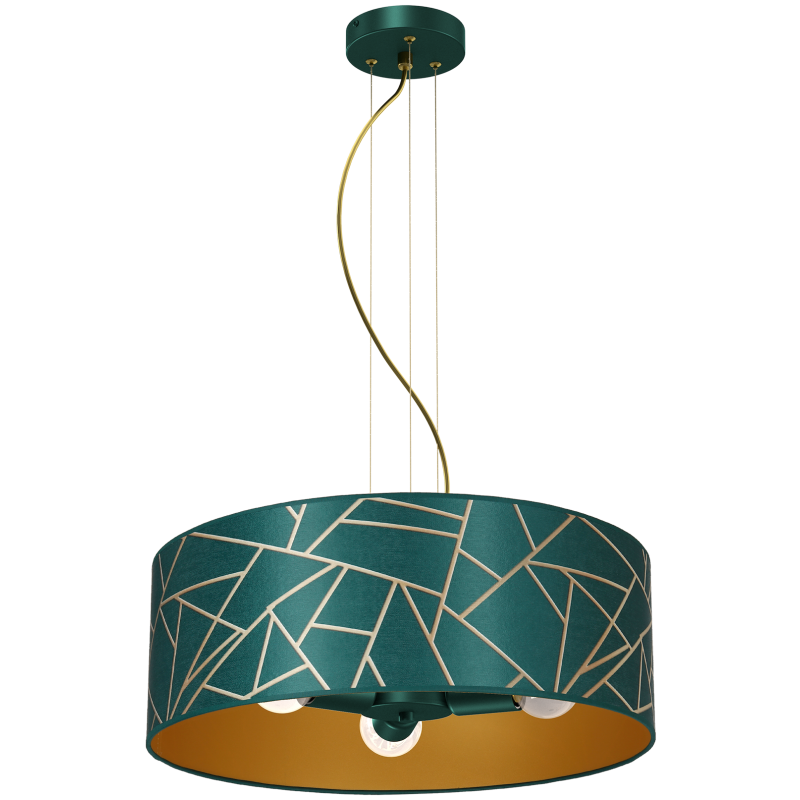 ZIGGY WHITE Gold/Bottle Green Pendant Lamp 3xE27
