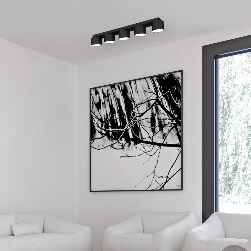 DIXIE Black Ceiling Lamp 5xGX53