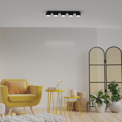 DIXIE Black Ceiling Lamp 5xGX53