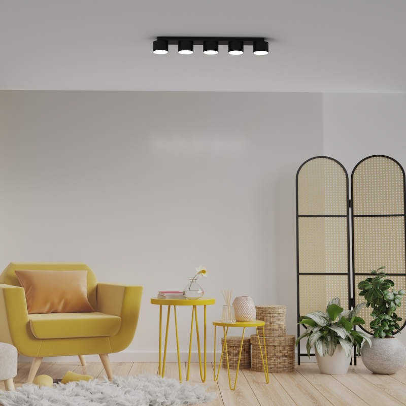 DIXIE Black Ceiling Lamp 5xGX53