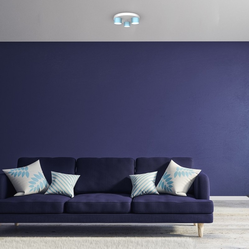 Lampa sufitowa Dixie 3xGX53 Niebieski / Biały