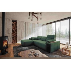 Esquina Milano I con función de cama en tela Plecionka, Verita 75: elegancia y funcionalidad en uno.