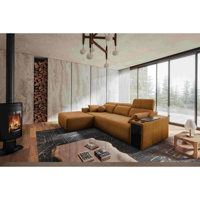 Milano I corner sofa with a sleeping function in Plecionka fabric, Verita 54 – elegance and functionality in one