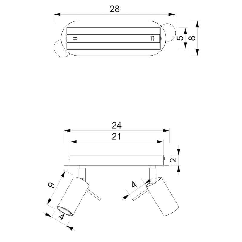 Deckenleuchte Preston 2x mini GU10 Weiß/Chrom