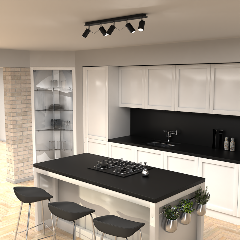 PRESTON BLACK/CHROME Ceiling Lamp 5x mini GU10