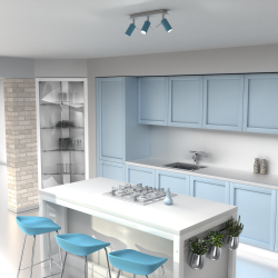 Deckenlampe Preston 3x mini GU10 Blau/Weiß