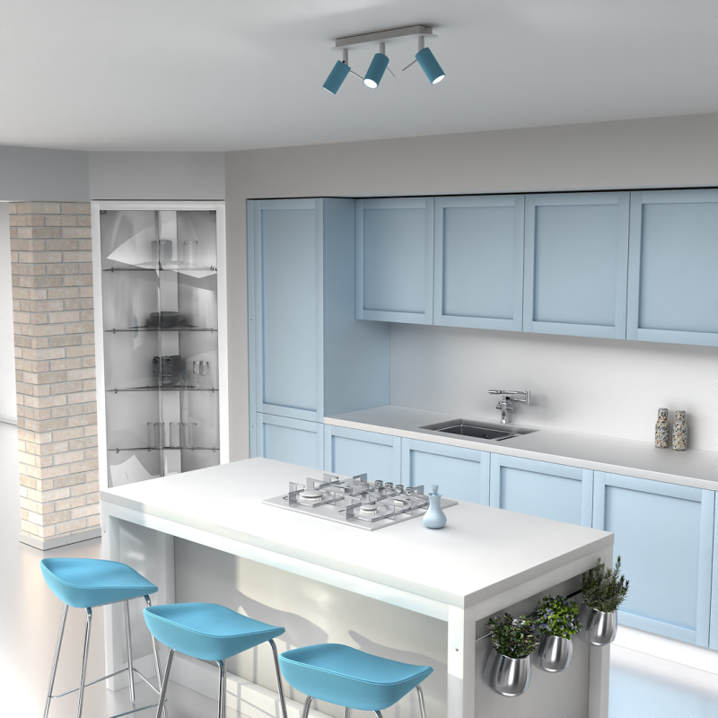 Preston Ceiling Lamp 3x Mini GU10 Blue/White