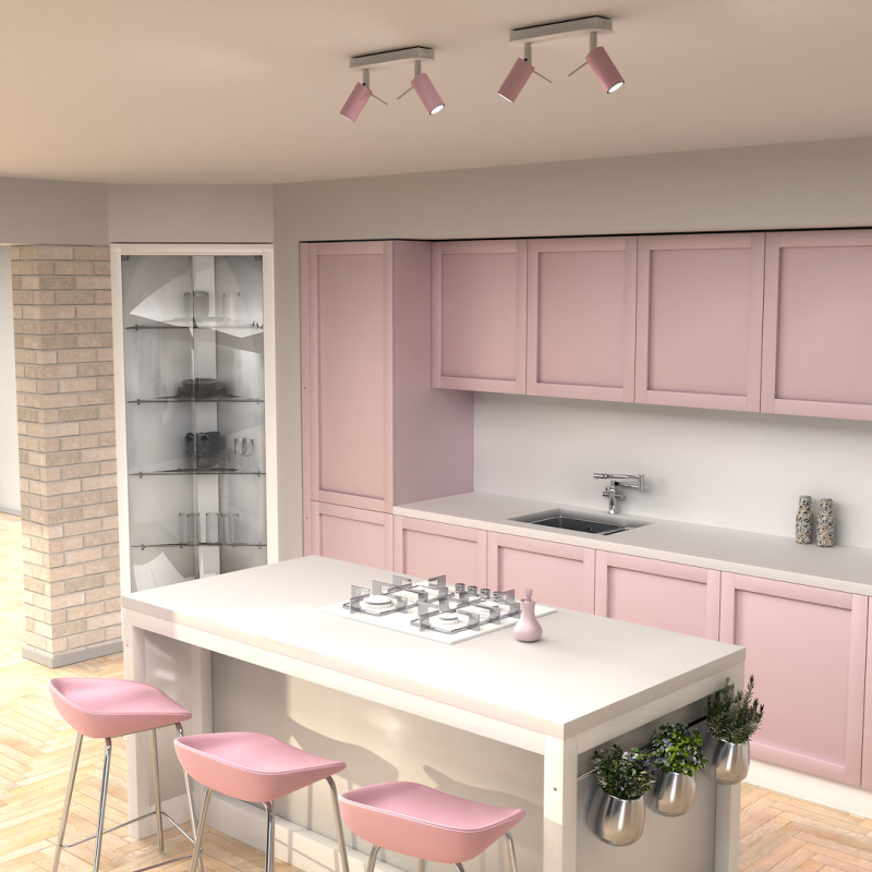 Preston Ceiling Lamp 2x Mini GU10 Pink/White