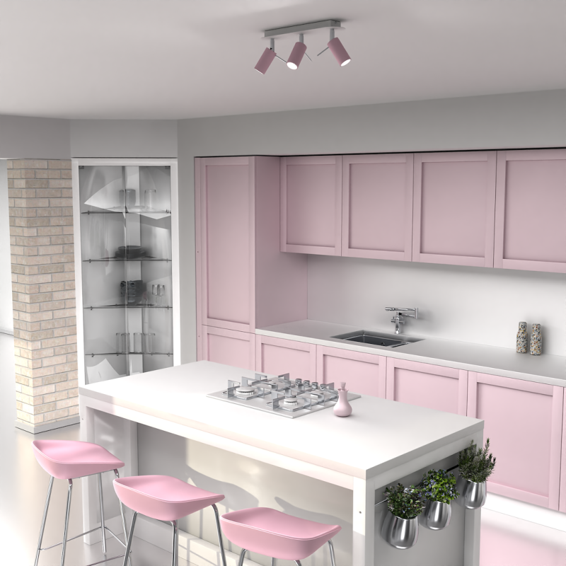 Preston Ceiling Lamp 3x Mini GU10 Pink/White
