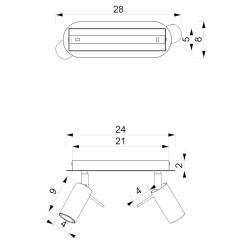 Lampa sufitowa Preston 2x mini GU10 Złoty/Biały