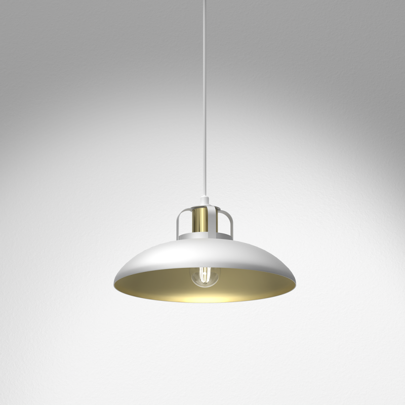 Lámpara colgante Felix 1xE27 Blanco/Oro